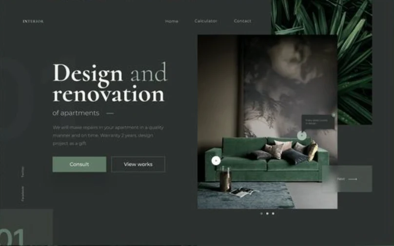 Catalogue website — main screen
