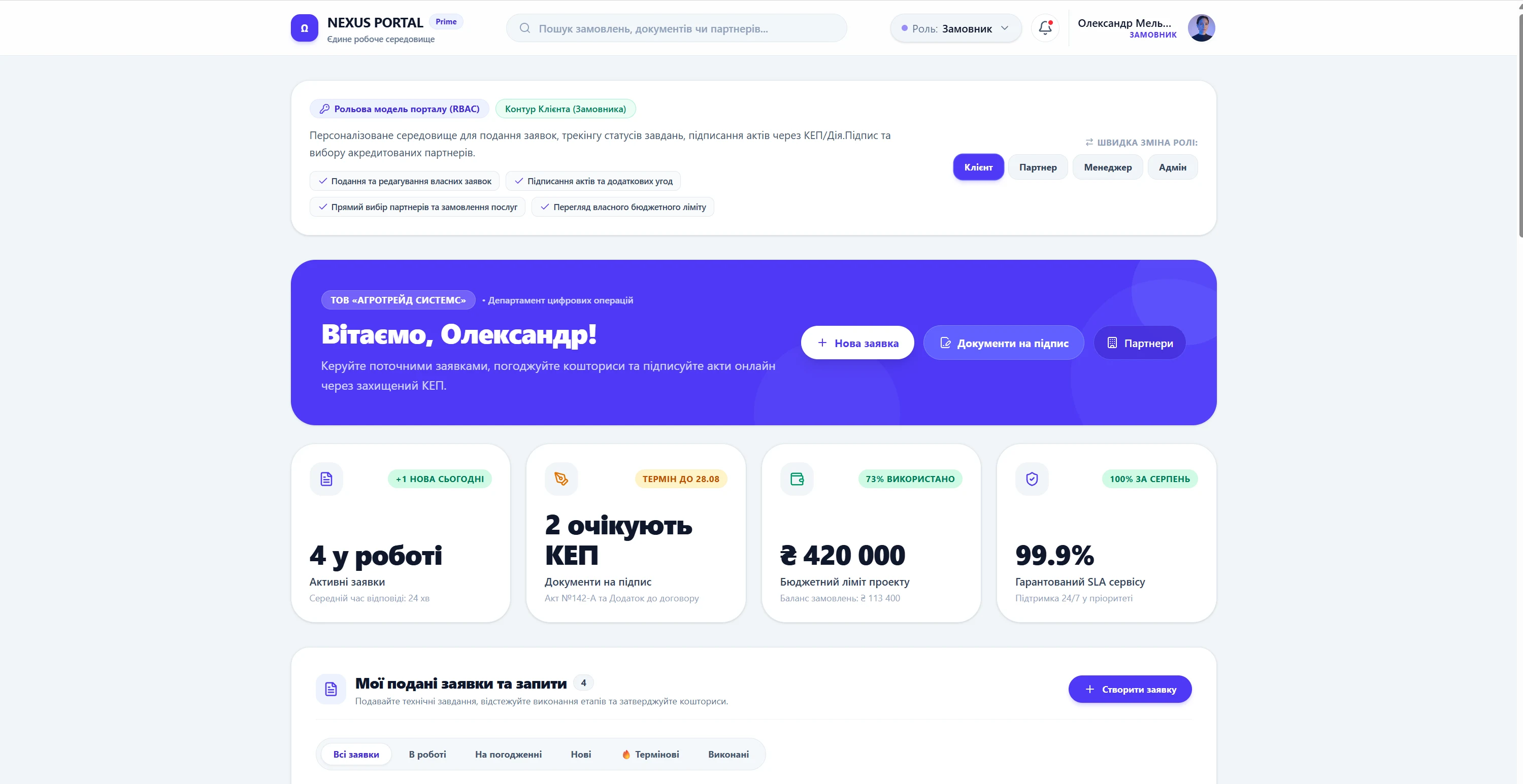 Сайт-портал — головний екран