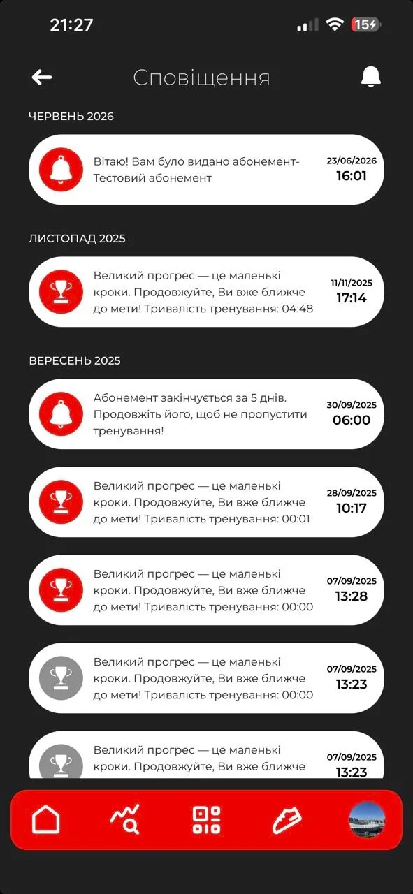 Екран «Сповіщення»
